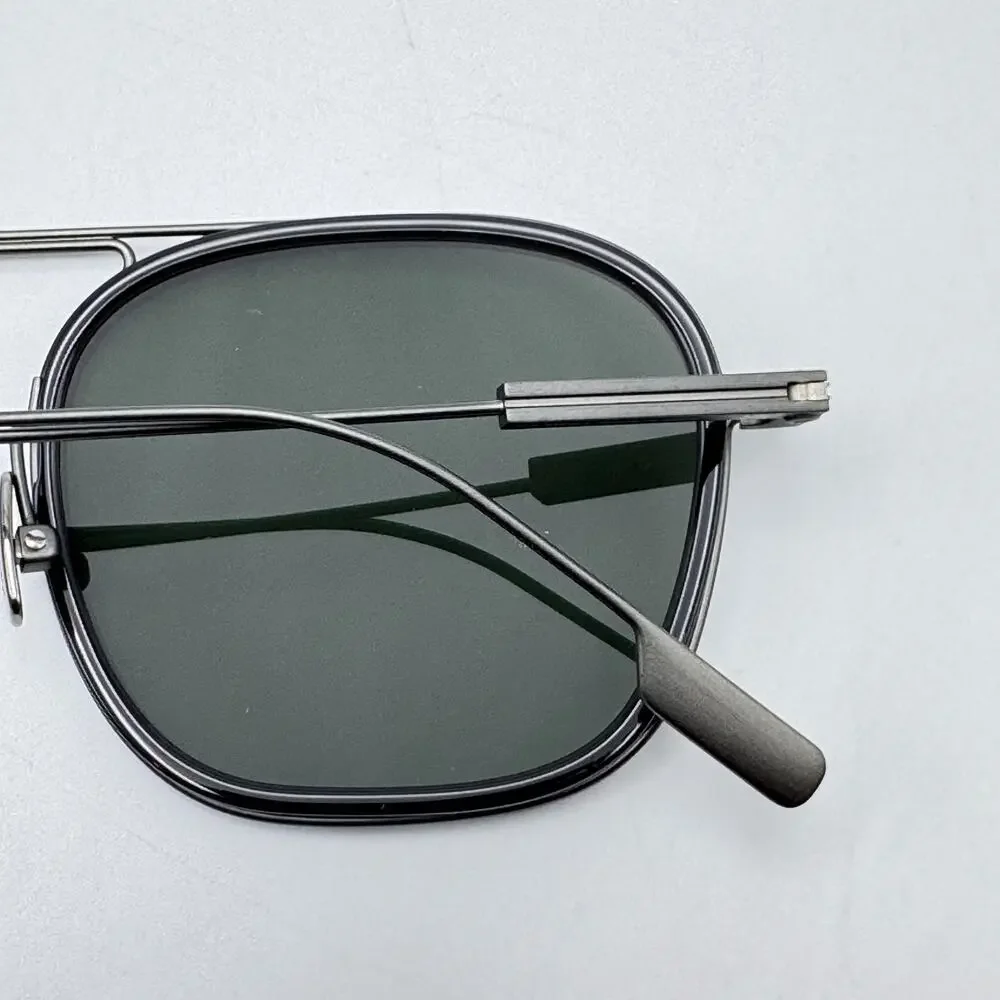 Ermenegildo Zegna Sunglasses EZ0306 20N Gray Square Frame Green Lens 51-20-145mm